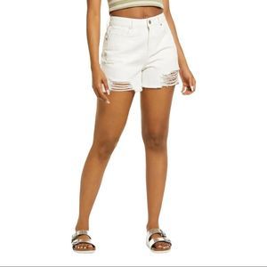 BP Destroyed Denim Shorts WHITE HIGH WAIST NWOT